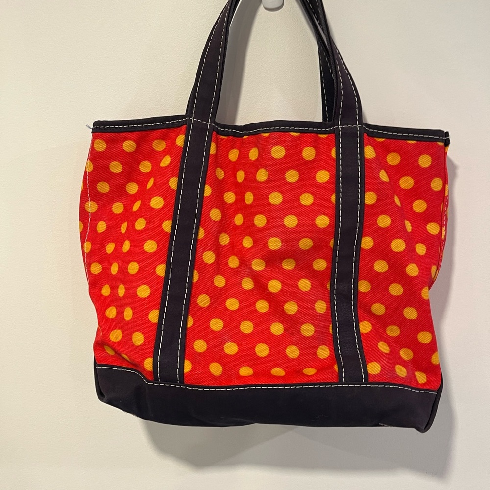 L.L. Bean Red and Yellow Polka Dot Tote